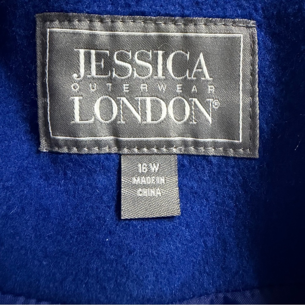 Jessica London Blue Wool Blend Double Breasted Peacoat Women's Sz 16W - Picture 4 of 6